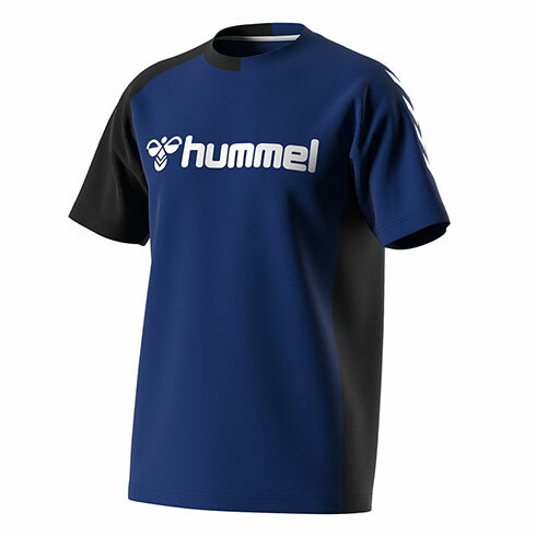 ヒュンメル (hummel) ハンドボール ウエア プラクティスシャツ プラシャツ 半袖Tシャツ メンズ (23ss) Gブルー×ブラック HAP1188-6990【SALE】