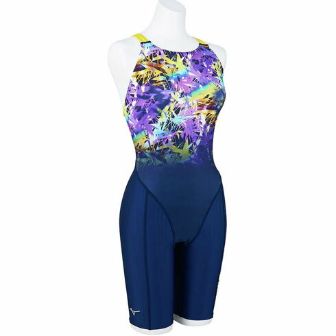 ミズノ (MIZUNO) 競泳 水着 ハーフスーツ マスターズバック レディース (24aw) ネイビー×イエロー N2MGB74284 店頭展示品 箱なし 返品交換不可