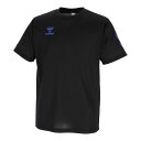 ヒュンメル (hummel) ハンドボールウェア トレーニングウエア スポーツウエア ワンポイントTシャツ 半袖Tシャツ プラシャツ メンズ (25ss) ブラック×ディープブルー 吸汗速乾 HAY2139-90669(4)