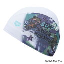 アリーナ (arena) 競泳 水泳 スイムキャップ 水泳帽 メッシュキャップ 昇華プリント MARVEL(マーベル)デザイン (25ss) ホワイト×エメラルド AS5SSC80U-WHEM
