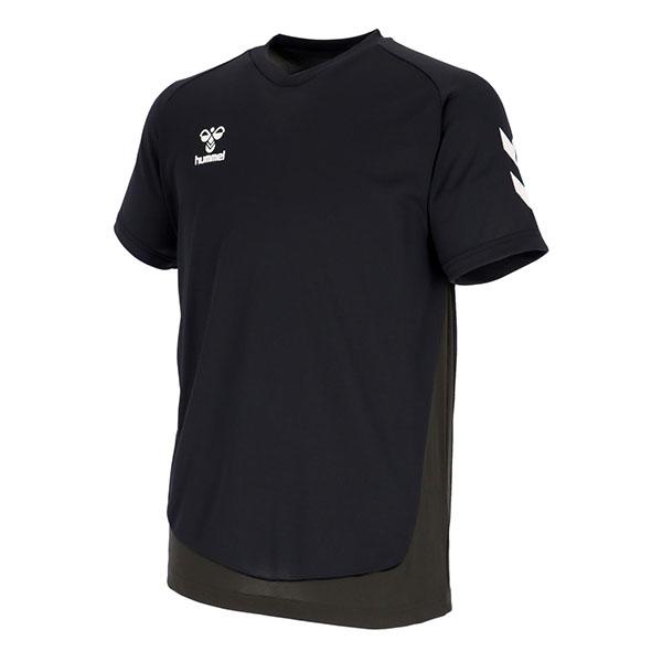 ヒュンメル (hummel) ハンドボールウエア プラクティスシャツ プラシャツ 半袖Tシャツ メンズ (25ss) ブラック S-XO3 HAP1215-90