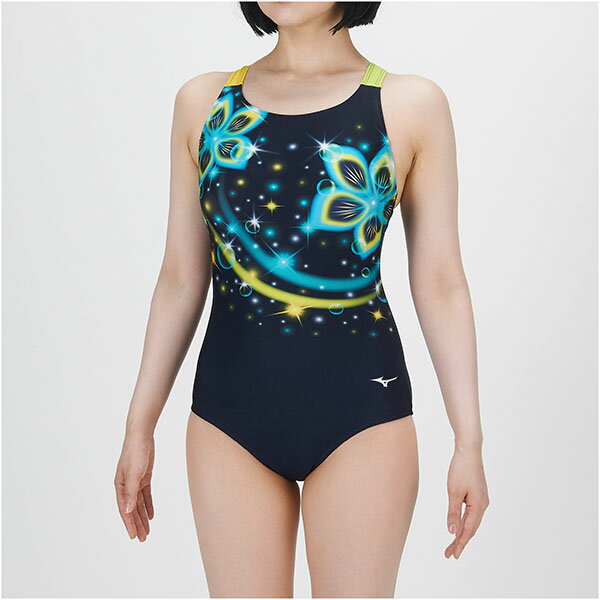 ミズノ (MIZUNO) アクアフィットネス用水着 水泳 ワンピース レディース (25ss) ネイビー×ミント M-L N..