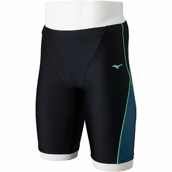 ミズノ (MIZUNO) アクアフィットネス用水着 水泳 ハーフスパッツ メンズ (25ss) ブラック×グリーン M-XL N2JBC10193 店頭展示品 箱なし 返品交換不可