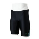 ミズノ (MIZUNO) アクアフィットネス用水着 水泳 ハーフスパッツ メンズ (25ss) ブラック×グリーン M-XL N2JBC10293 店頭展示品 箱なし 返品交換不可(4)