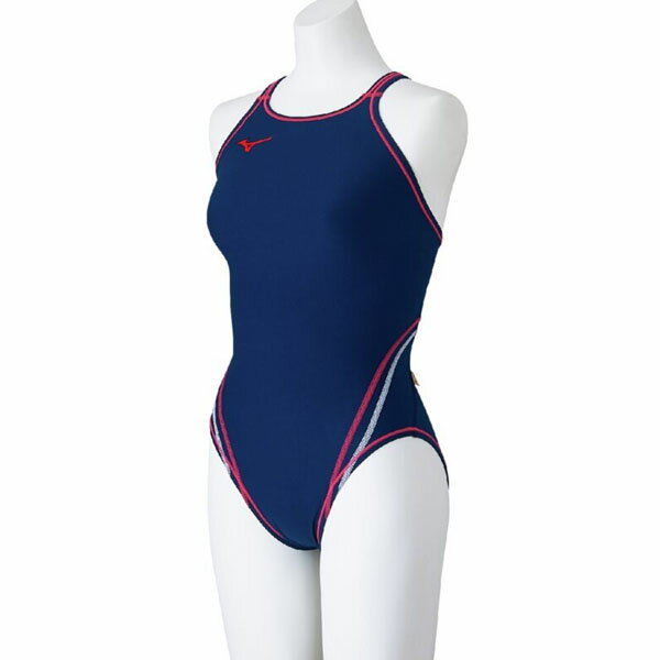ミズノ (MIZUNO) 競泳 練習用水着 ミディアムカット レディース (25ss) ネイビー×コーラル XS-M N2MAC26286 店頭展示品 箱なし 返品交換不可