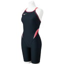 ミズノ (MIZUNO) 競泳 練習用水着 ハーフスーツ レディース (25ss) ブラック×ピンク XS-XL N2MGC26396 店頭展示品 箱なし 返品交換不可【SS2506】