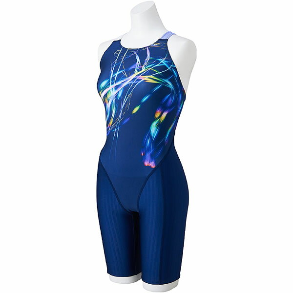 ミズノ (MIZUNO) WA承認 競泳用水着 ハーフスーツ マスターズバック レディース (25ss) ネイビー×パープル S-XL N2MGC74186 店頭展示品 箱なし 返品交換不可