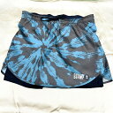 スタンプ ランアンドコー(STAMP RUN&CO)ランニングウエア スカート ライナー付き (24aw) グリーン TIE DYE BLACK/GREEN S...