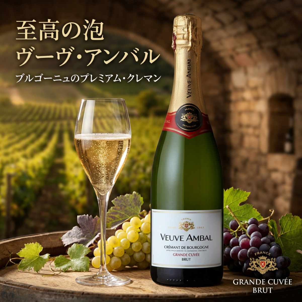 Rakuten - Veuve Ambal Cremant de bourgogne Grande Cuvee Blanc Brut ヴーヴ アンバル クレマン ド ブルゴーニュ グラン キュヴェ ブラン ブリュット スパークリングワイン フランス ブルゴーニュ AOCクレマン 辛口 泡 750ml ギフト プレゼント 贈答 贈り物 家飲み 宅飲み 記念日