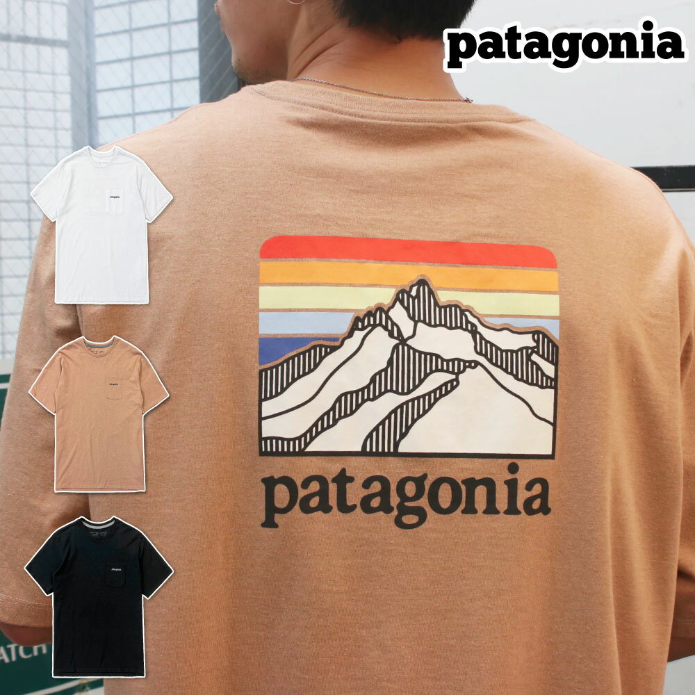 パタゴニア Patagonia メンズ 半袖 Tシャツ Line Logo Ridge Pocket Responsibili Tee トップス クルーネック ポケット付き 山脈ロゴ バックプリント リサイクル素材 カジュアル ストリート アウトドア ブランド レディース 38511【正規品】【メール便】