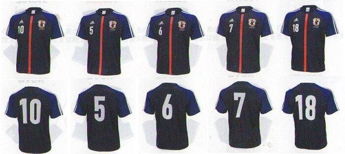 アディダス　2012-13　日本代表ナンバーTシャツ 10番-CU393-X49714 5番-CU384-X49724 6番-CU391-X49717 7番-CU389-X49720 18番-CU386-X49722 4番-BT441-Z63341