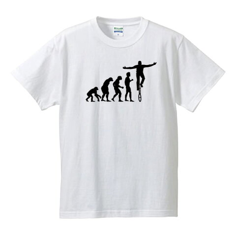 ■グラフィックTシャツ■面白Tシャツ■人類の進化（一輪車）■綿/ポリエステル■サイズ S〜4L■全5色■面白いTシャツ■おもしろTシャツ■大きいサイズ■ビッグサイズ■半袖■還暦・長寿のお祝いにも