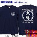 【商品情報】 【創業年 名前を入れられる】帆掛け風 名入れ 長袖 Tシャツ■選べる5デザイン 【創業年】【名前】【店名など】を入れられる商店風 シャツ ■母の日と言えば カーネーション 花束 、 父の日は ネクタイ ビール 焼酎 日本酒 財布 etc…ですが、 　世界に一つのオリジナル シャツ はいかがでしょうか？ 　また、飲食店の開業祝い オープン記念 1周年 2周年 3周年 5周年 10周年祝い 誕生日 出産祝い 結婚記念日 還暦祝い 長寿祝い 銀婚式 金婚式 など 喜ばれる用途は様々！ 　プリントは全15色よりお選びいただけますので≪世界に一つのオーダーメイド シャツ≫をプレゼント出来ます。 ■サイズ XS-3L ■素材 綿100％ ■全10色 ■商店風 オリジナル 帆掛け前掛け エプロン シャツ ポロシャツ トレーナー パーカ ロンT プレゼント 名入れ ギフト 2021 人気 父の日 母の日 男の子 女の子 飲食店 飲み屋 プレゼント 居酒屋 焼き肉屋 焼肉屋 ラーメン屋 焼き鳥屋 大きいサイズ 敬老の日 誕生祝い クリスマス 古希 喜寿 緑寿 おもしろ 面白い デザイン 子供用 大人用 キッズ 【おしらせ】 ●オーダーになりますので、作成後の返品交換は出来ません。予めご了承ください。 ■ラッピングは無料！ ■納期は注文確定から約3営業日（土日祝日を除く）です。※お急ぎの場合は備考欄へ記載いただくか、別途お問い合わせください！出来る限り対応させていただきます。 ■サイズ、色等によりメーカーに在庫が無い場合など当店都合によりキャンセルさせていただく場合がございます。予めご了承ください。 還暦お祝い商品に戻る Tシャツふぁくとりーに戻る その他の帆掛け風アイテム Tシャツふぁくとりーに戻る