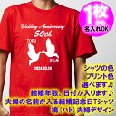 5001【夫婦の名入れ】が出来る 結婚記念日 可愛い 鳩(ハト)夫婦デザイン 半袖 Tシャツ■オリジナル シャツ おしゃれ ギフト 銀婚式 金婚式 スィートテン...