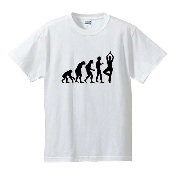 ■グラフィックTシャツ■面白Tシャツ■人類の進化（ヨガ）■綿/ポリエステル■サイズ S〜4L■全5色■面白いTシャツ■おもしろTシャツ■大きいサイズ■ビッグサイズ■半袖■還暦・長寿のお祝いにも
