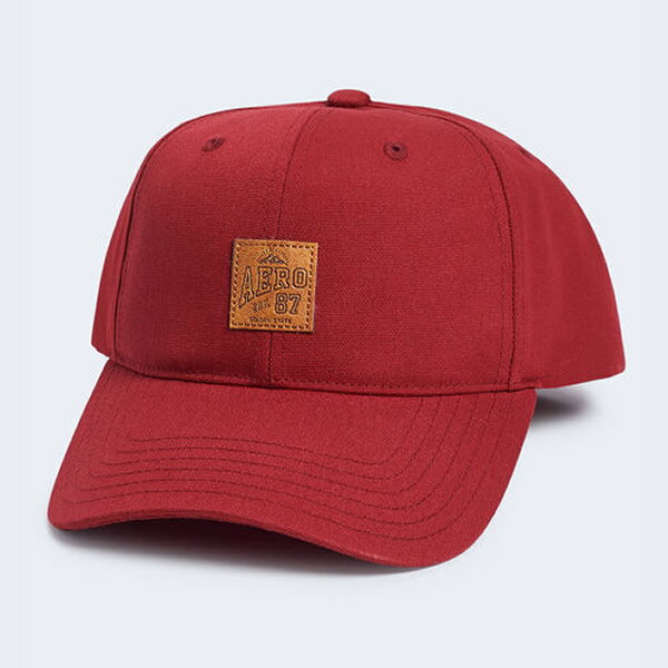 楽天ユニフォームファクトリーAEROPOSTALE（エアロポステール）■FAUX LEATHER AERO PATCH ADJUSTABLE HAT■BURGUNDY■フリーサイズ■キャップ■直輸入正規品■ゴルフやテニスにもおすすめ！