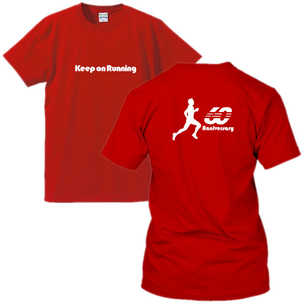 ■お祝いTシャツ■還暦Tシャツ（赤）■Keep on Running（60 Anniversary）■スタンダードTシャツ■綿100％■サイズ S〜4L■シニアランナー■マラソン■おもしろTシャツ■半袖