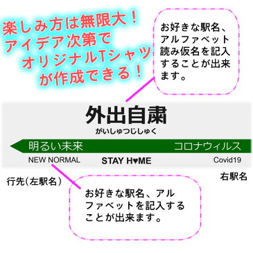 【駅名変更可能】半袖Tシャツ■ホワイト■綿100%■90cm〜4L■面白Tシャツ■大きいサイズ■コロナウィルス、大学受験、結婚祝い、合格祝い、還暦祝い