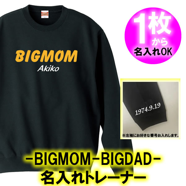 【名入れ】BIGMOM BIGDAD 半袖 Tシャツ 長袖 トレーナー■サイズ 110cm-3L■オリジナル シャツ おしゃれ かっこいい ギフト 誕生日 出産祝い 父の日 母の日 人気 還暦 敬老の日 新庄剛志 日本ハム ビッグボス ビックボス ビッグマム ビッグダディ 美奈子 林下 清志