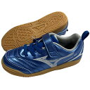 ミズノ MIZUNO モナルシーダNEO III CLUB KIDS IN レーザーブルー×ホワイト ジュニア ベルクロ インドア 室内 体育館 シューズ フッ...