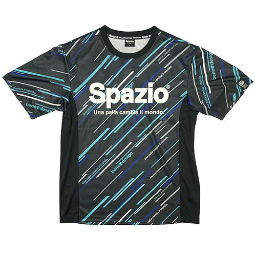 スパッツィオ　Spazio　斜ストライプ柄　プラクティスシャツ　ブラック　サッカー　フットサル　練習着　GE0542 02