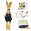 大人と子供の人形作りキット、DIYのぬいぐるみ縫製キット、かわいい動物の人形、女の子へのプレゼント、手作りの人形工芸キット。 (ラビットボーイ)
