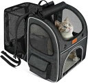 猫 キャリー バッグ Morpilot 四面拡張可能 2WAY リュック ペットハウス キャリー 中・大型猫用・小型犬・うさぎ用 シートベルト固定可能 折りたたみ 通気性 臭気がない 引っ掻き傷に強い 避難