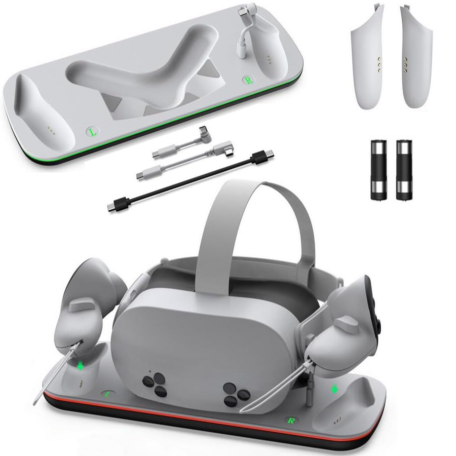 Meta Quest 3S/Quest 3 対応 充電ドック 磁気 デザイン Quest 3S VRヘッドセット とコントローラーを同時に充電できる RGB 照明モード PD急速充電対応