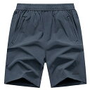 メンズ アウトドアパンツ ハーフパンツ 吸汗速乾ズボン スポーツ ランニング ショートパンツ ファスナーポケット付き(01グレー,3L)