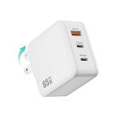 PD USB充電器 65W GaN Type C 急速充電器 高速充電器 PD対応 USB-C×2 & USB A 3ポートGaN(窒化ガリウム) 折りたたみ式...
