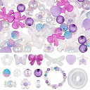 SUNNYCLUE 【可愛い少女】 150個13種 12mm アクリルビーズ 紫色 ビーズ セット ビーズ カラフル スイーツ パーティー パープル 大きい 花 ビーズ フラワー カラフル つや