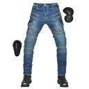 RENHE バイク用パンツ メンズ ライディングパンツ プロテクター ライダースパンツ 耐磨 バイク用ジーンズ バイクズボン オールシーズン ストレッチ素材 ブルー1 XLサイズ