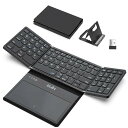 キーボード ワイヤレス 折り畳み bluetoothとusb無線両対応 EWiN 大きいトラックパッドとテンキー付き フルサイズ ブルートゥース keyboard 4台までのデバイスと接続可能 ios mac win android対応 英語(2)