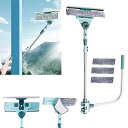 Hooha ガラスワイパー 伸縮式ワンド スクイージー 水切りワイパー窓掃除 窓拭き ワイパー 網戸 高所掃除 スクイジー 両面ガラスクリーニングキット スキージ スクレーパー ポール付き スク