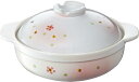 イシガキ 土鍋 8号 白 ピンク サイズ 約直径29×奥行24×高14cm 容量 1.9L 花の香 3~4人用 ガス火用