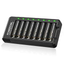 POWEROWL 充電式 単3電池 プロ 8スロット充電器付き 高容量 2800mAh プレミアム 単3ニッケル水素 電池 8個セット