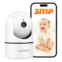 【Alexa連携・24時間録画】ペットカメラ 300万画素 Topcony 2K画質 自動追尾 iPhone/Android スマホで見れる 遠隔操作 パン35...