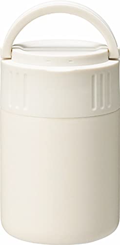カクセー(Kakusee) スープジャー 350ml ホワイト 持ち手付き スープマグ ステンレススプーン付き 真空二重構造 保温 保冷 MM-35W 約直径9cm×高さ13.5cm