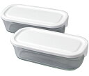 iwaki イワキ 耐熱ガラス パック&レンジ BOX ハーフ ホワイト 500ml 2個セット 重ね長角パック SKC3246-W2 2個セット