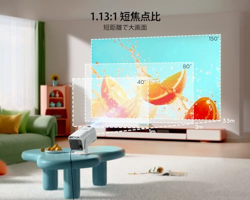 【真1080P·短焦点】TOPTRO プロジェクター小型-【270°回転&自動台形補正】27000LM 高輝度リアル1080P&4K対応 プロジェクター WIFI6 Bluetooth5.3 50%ズーム機能 短距離投影 防塵·静音 IOS/Android/DVD/パソコ