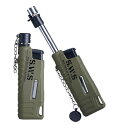 バーナー 小型 強力 耐風 バーナー ガス 充てん式 軽量 コンパクト 普段使い 登山 キャンプ スライドガストーチ (アーミーグリーン)