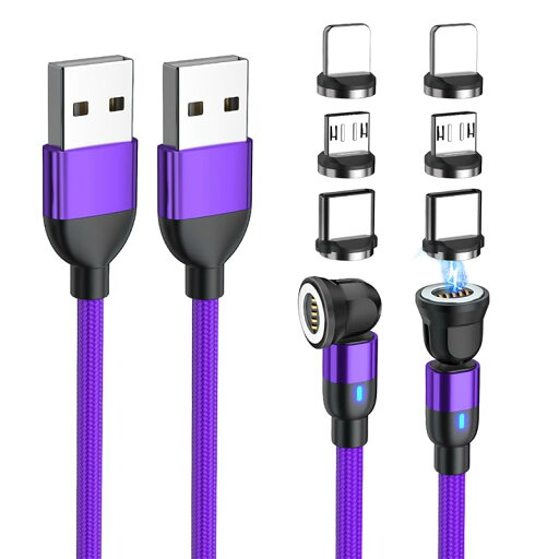 マグネット 充電ケーブル 3-in-1 USBマグネット式ケーブル 【2本】360度+180度回転 磁石 磁気 防塵 着脱式 ライトニグ マイクロUSB Type-C コネクタ 快速充電器 android 等対応 (1m*2) マグネット 充電ケーブル 3-in-1 USBマグネット式ケーブル 【2本】360度+180度回転 磁石 磁気 防塵 着脱式 ライトニグ マイクロUSB Type-C コネクタ 快速充電器 android 等対応 (1m*2)