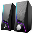 Nylavee PC ゲーミングスピーカー PCスピーカー 六つのLEDモード搭載 二つのバス強化ポート 二つのスピーカーユニット 3.5mmケーブルが付属 ラップトップ、タブレット、スマートフォンに対応、