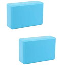 ヨガ ブロック 2個セット 23×15×7.6cm 体幹 ストレッチ ピラティス フィットネス (水色, 120g)