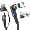 Endlesshine マグネット 充電ケーブル PD 100W USB A/USB C to USB C/Micro USB/iP 急速充電器 3in1, 480Mbps超高速データ転送 540°回転 マグネット式 着脱式 USBケーブル LED付き 磁気最新型9ピン USB充電ケーブル