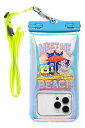 DIVAID スポンジ・ボブ ワイドサイズ 防水ケース 水に浮く スマホ用 IP68 ショルダーストラップ付き (ビーチ/オーロラ)【 顔認証 防水 防塵 フローティング ポケット付き iPhone Android 各種スマー
