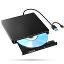 CD DVDドライブ 外付け cdドライブ【 USB3.0&Type-C両用ケーブル】 外付けDVDドライブ Windows/Linux/Mac OS 内蔵ケーブル 薄型 軽量ポータブル 読み出し&書き込み エラー校正 黒