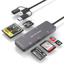 【2024 MFi認証品】USB 3.0/USB-C/Lightning カードリーダー 6in3 SD/TF(Micro SD)/ MS/XD/M2/CF カードリーダーアダプター OTG対応 設定不要 双方向高速データ転送 同時読み書き LEDインジケーター iPhone, iPad, Mac
