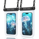 YOSH 2枚セット スマホ防水ケース 【ダブルフック・安定性UP】斜めかけ 防水性能強化 水中撮影 IPX8 防水スマホケース ネックストラップ調節可能 タッチ操作 防水カバー 7インチ対応 シュノー