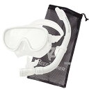 【 】 リーフツアラー(REEF TOURER) メッシュバック付 シュノーケリングセット 10歳~大人用 パノラマ広視界シュノーケルマスク+波よけガード付きシュノーケル ホワイト RC0105
